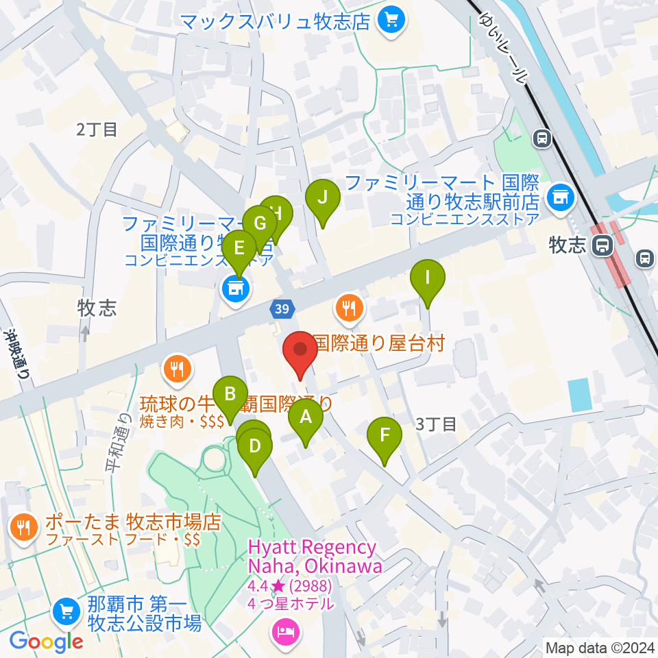 三線専門店ナビィ三線周辺の駐車場・コインパーキング一覧地図