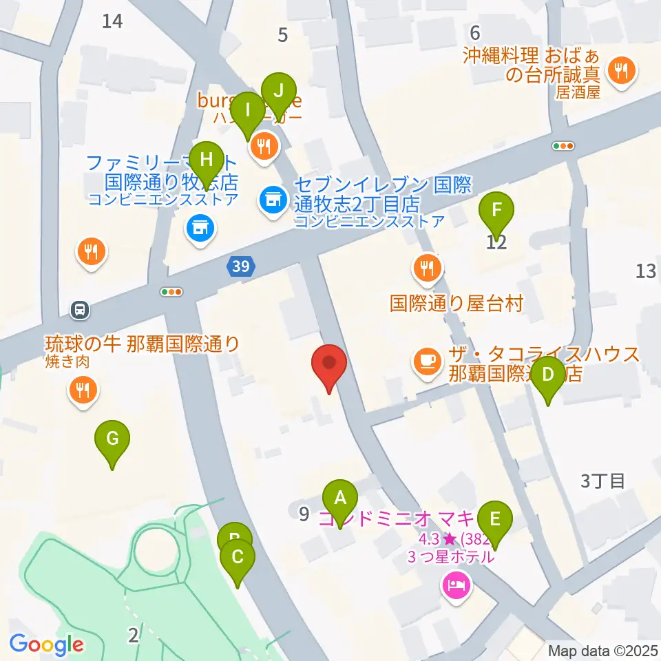 三線専門店ナビィ三線周辺の駐車場・コインパーキング一覧地図