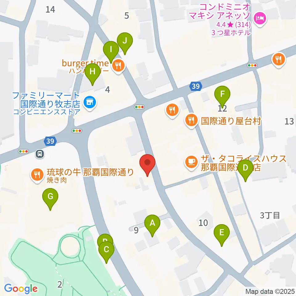 三線専門店ナビィ三線周辺の駐車場・コインパーキング一覧地図