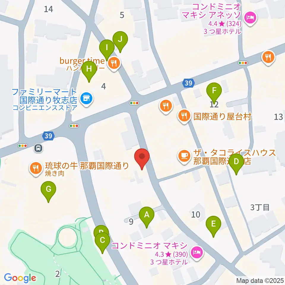 三線専門店ナビィ三線周辺の駐車場・コインパーキング一覧地図