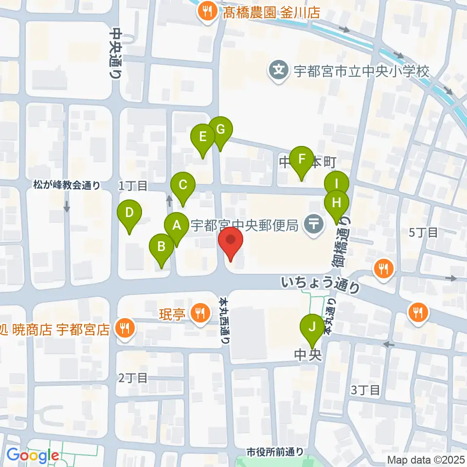 宇都宮ライナス周辺の駐車場・コインパーキング一覧地図