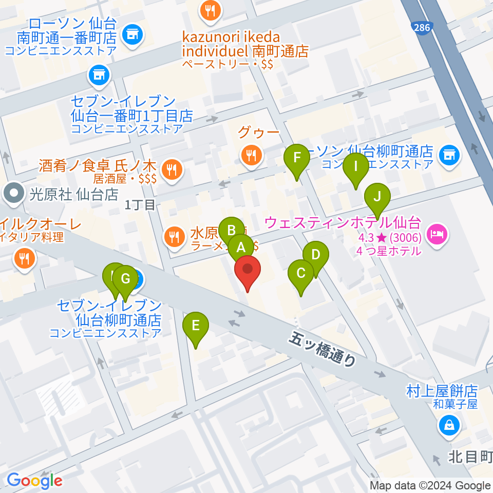 サンリツ楽器 仙台本店周辺の駐車場・コインパーキング一覧地図