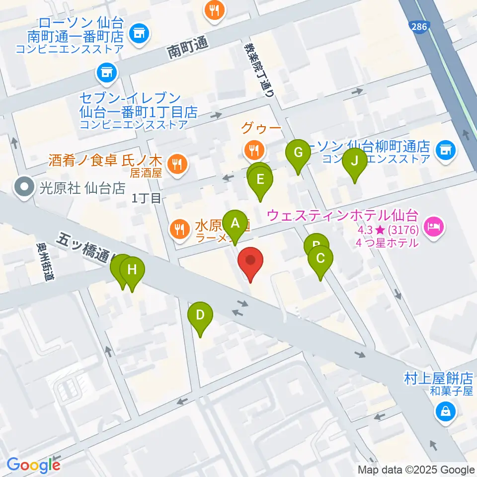 サンリツ楽器 仙台本店周辺の駐車場・コインパーキング一覧地図