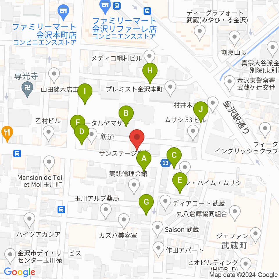 関屋楽器店周辺の駐車場・コインパーキング一覧地図