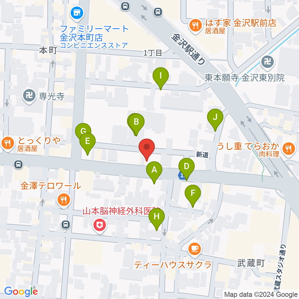 関屋楽器店周辺の駐車場・コインパーキング一覧地図