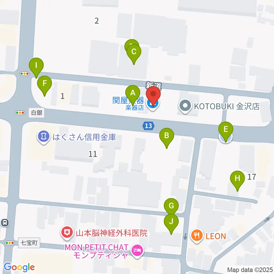 関屋楽器店周辺の駐車場・コインパーキング一覧地図