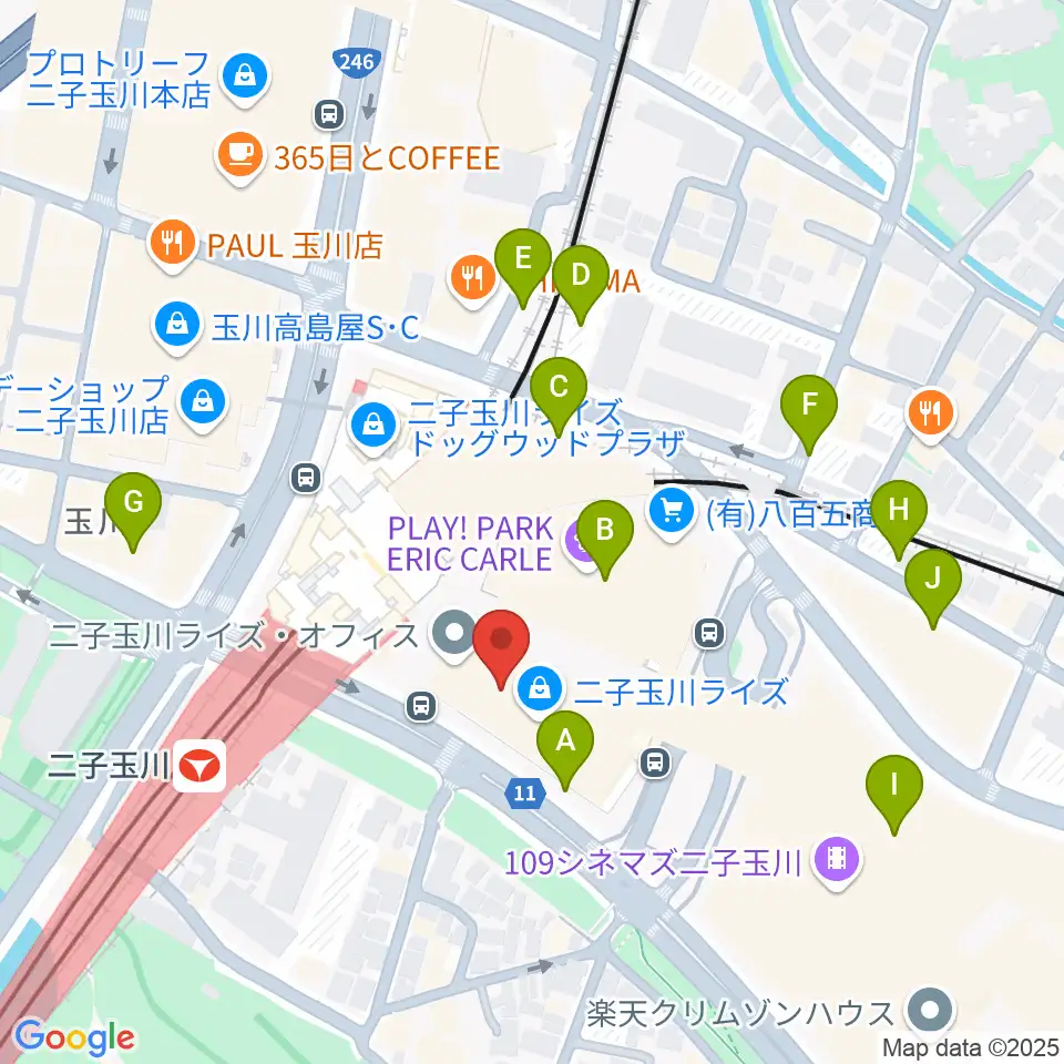 島村楽器 二子玉川ライズ・ショッピングセンター店周辺の駐車場・コインパーキング一覧地図