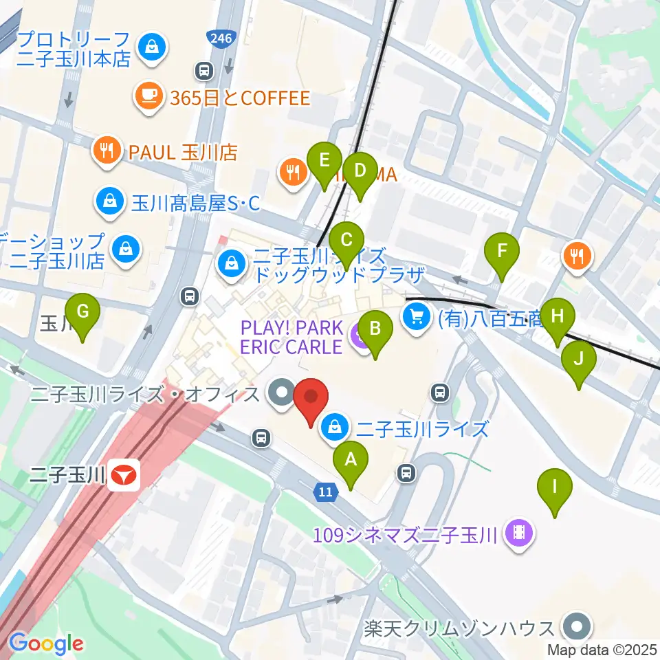 島村楽器 二子玉川ライズ・ショッピングセンター店周辺の駐車場・コインパーキング一覧地図