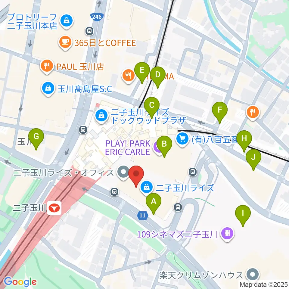 島村楽器 二子玉川ライズ・ショッピングセンター店周辺の駐車場・コインパーキング一覧地図