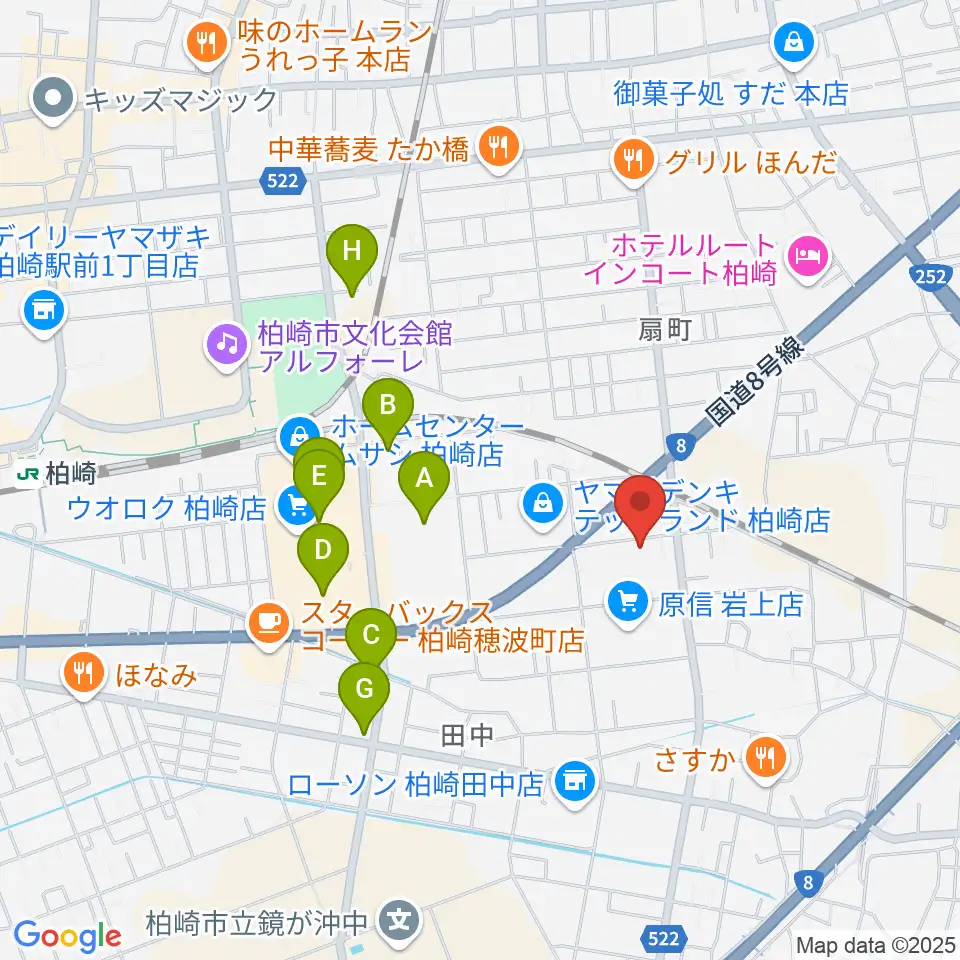 わたじん楽器 柏崎本店ララフィ周辺の駐車場・コインパーキング一覧地図