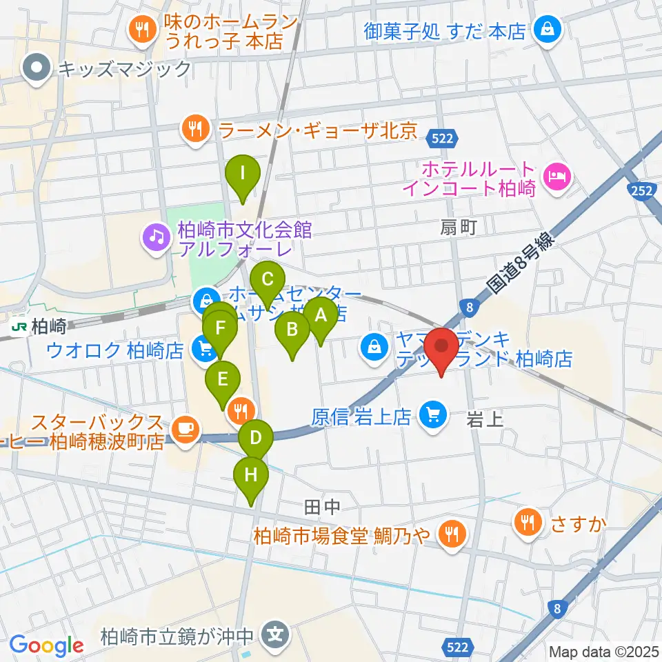 わたじん楽器 柏崎本店ララフィ周辺の駐車場・コインパーキング一覧地図