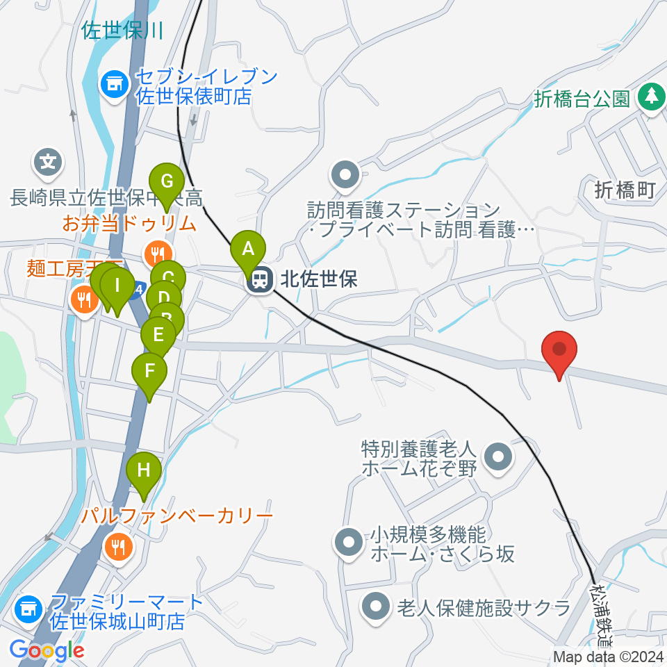 アルス楽器 佐世保店周辺の駐車場・コインパーキング一覧地図