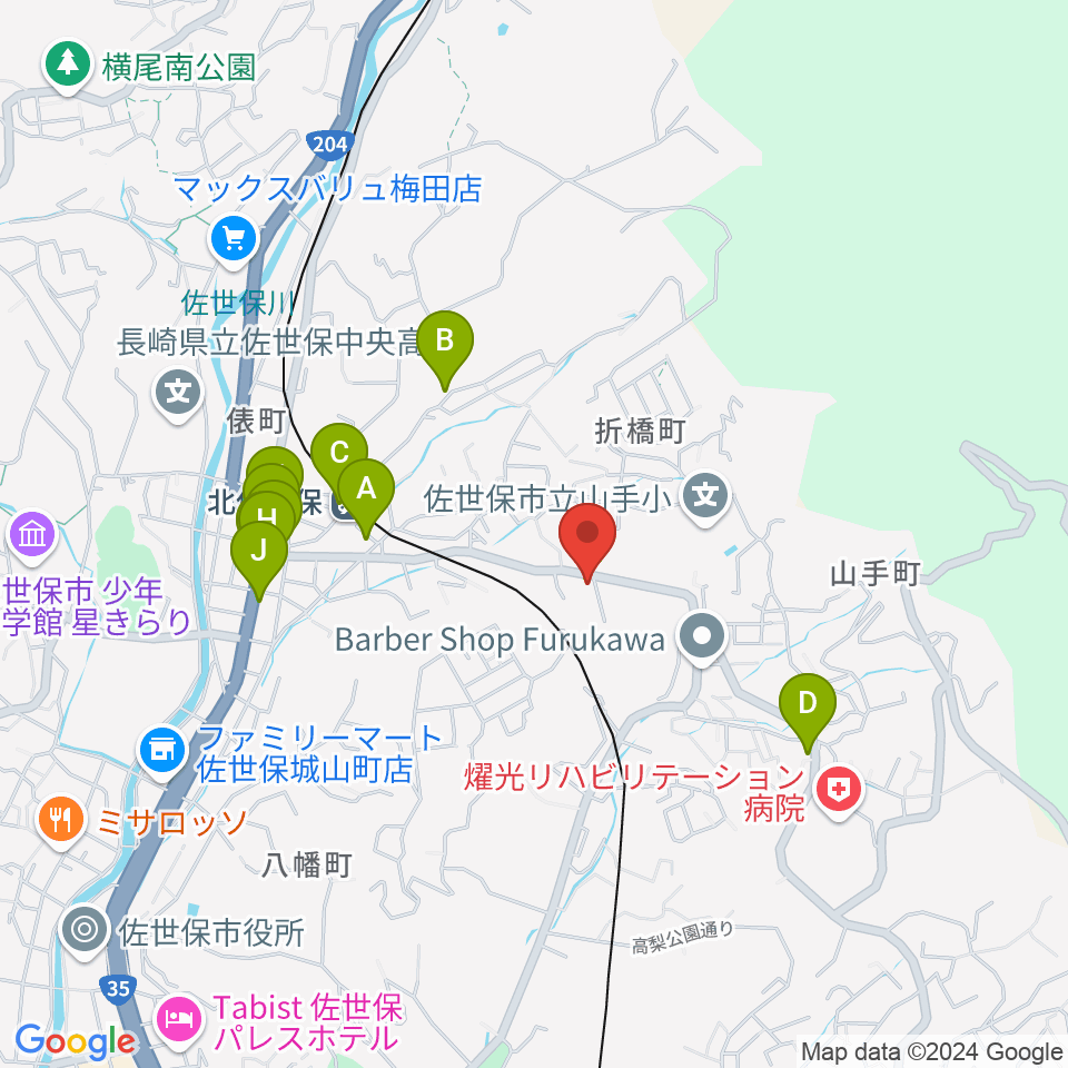 アルス楽器 佐世保店周辺の駐車場・コインパーキング一覧地図