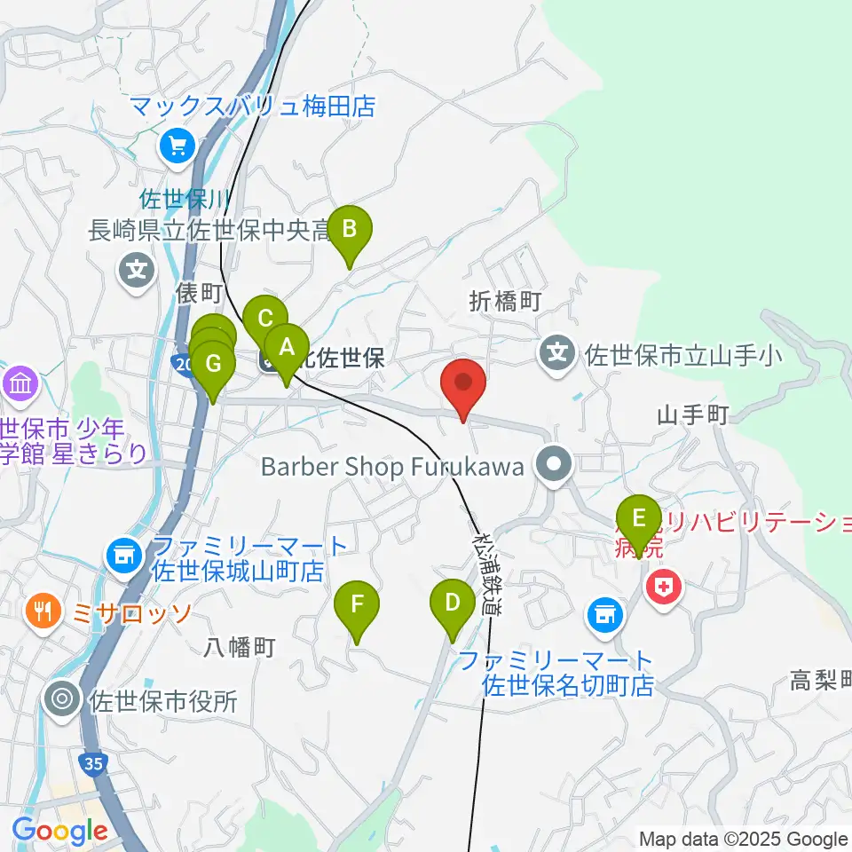 アルス楽器 佐世保店周辺の駐車場・コインパーキング一覧地図