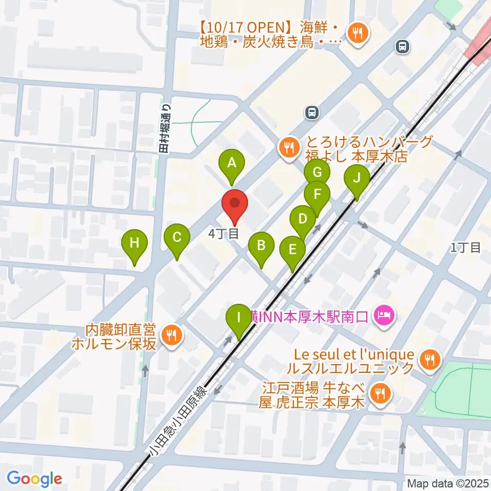 厚木楽器 本厚木店周辺の駐車場・コインパーキング一覧地図