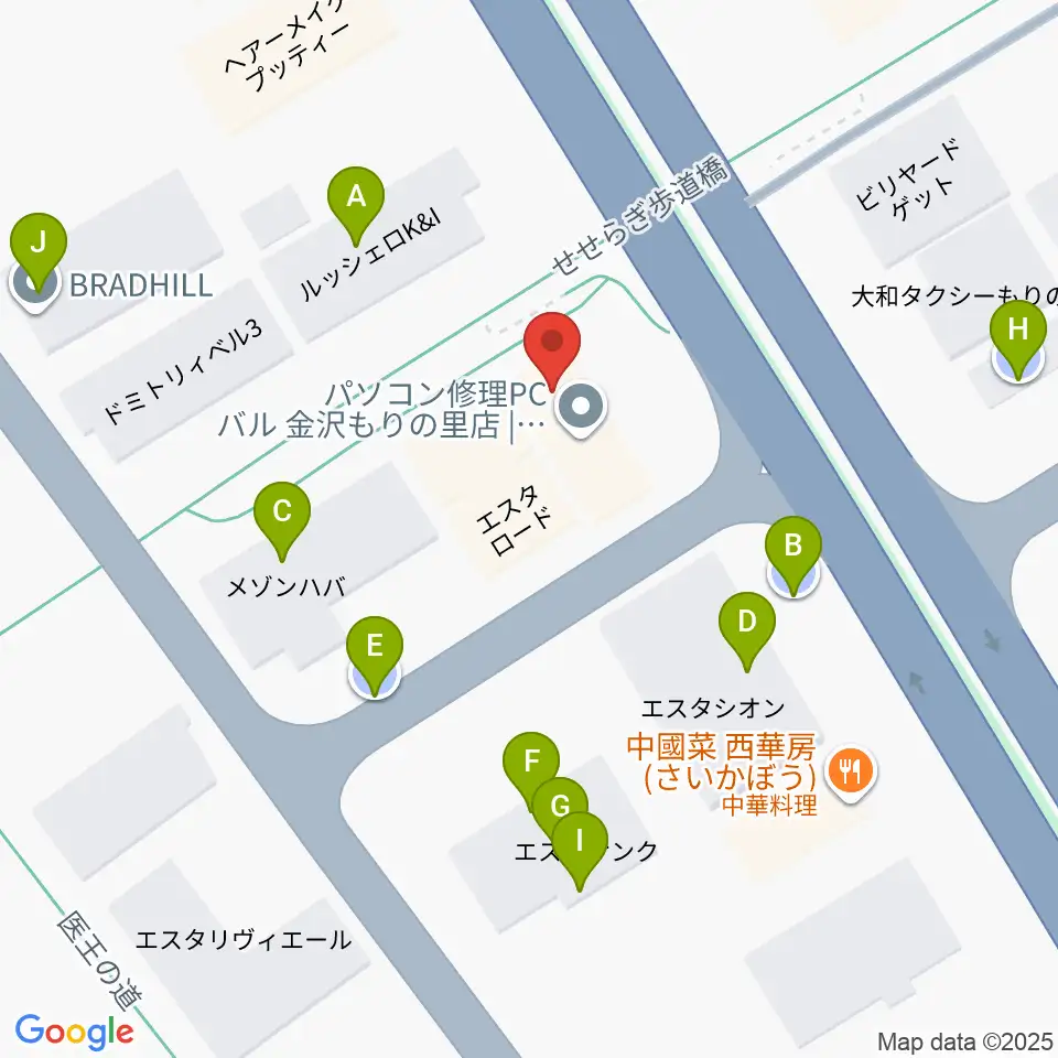 シャコンヌ金沢店周辺の駐車場・コインパーキング一覧地図