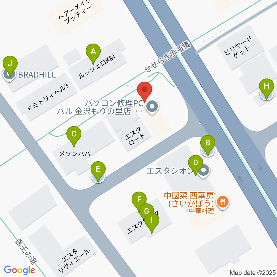 シャコンヌ金沢店周辺の駐車場・コインパーキング一覧地図