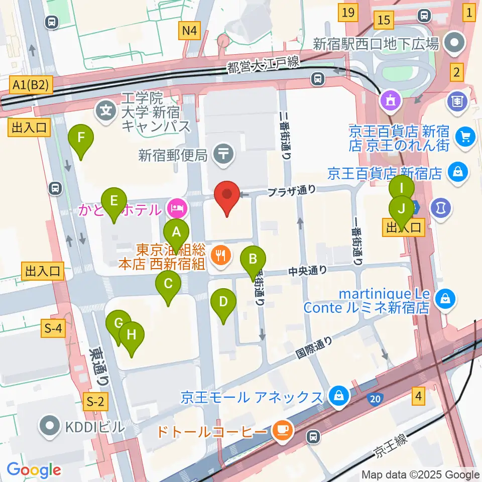 ドルチェ楽器管楽器アヴェニュー東京店周辺の駐車場・コインパーキング一覧地図