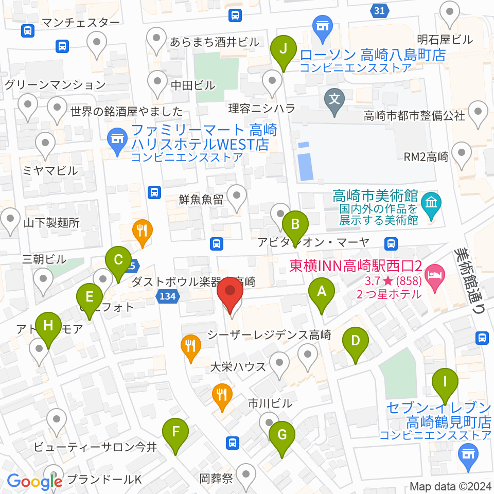 ダストボウル高崎店周辺の駐車場・コインパーキング一覧地図