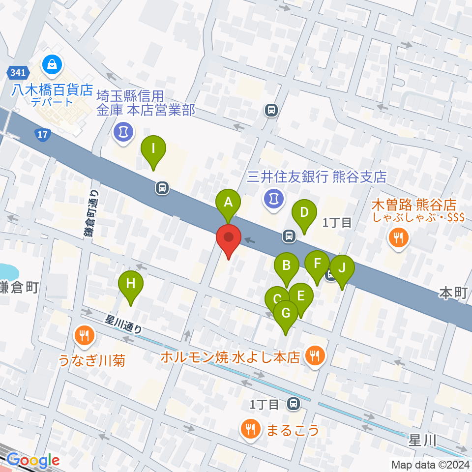 タニタ楽器 熊谷本店周辺の駐車場・コインパーキング一覧地図