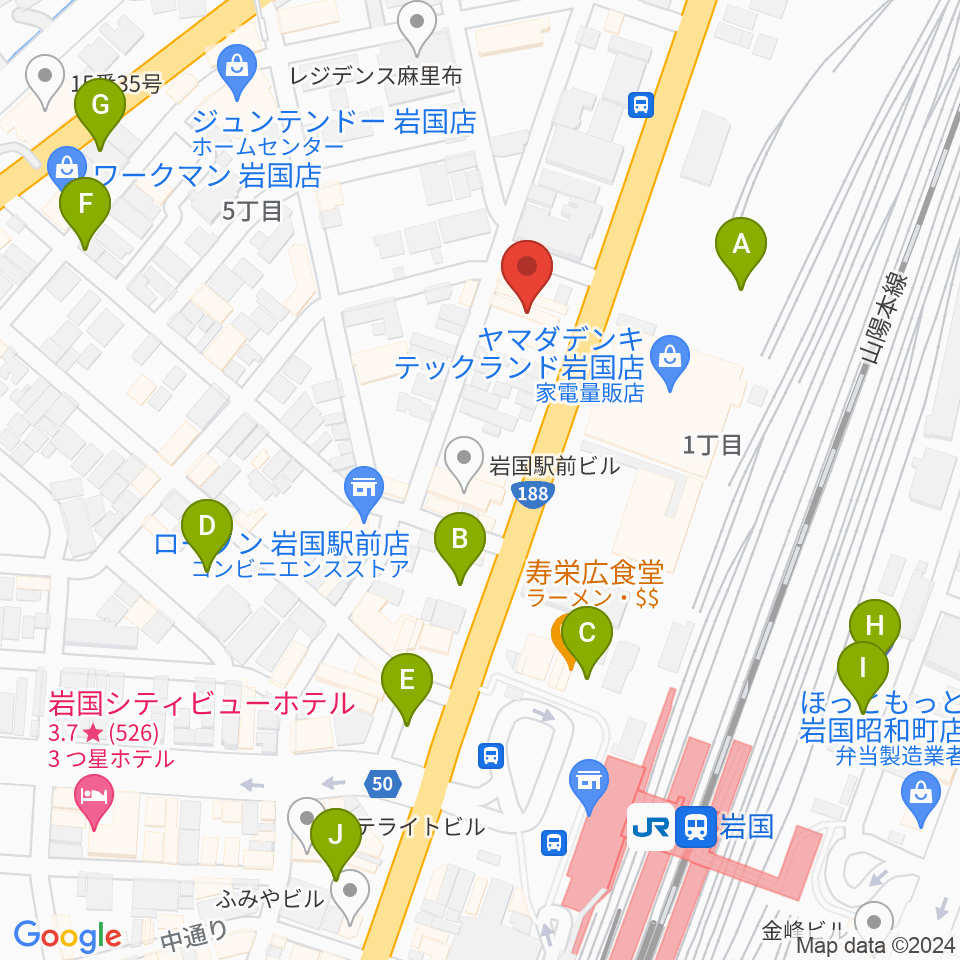 ふちだ楽器店 岩国店周辺の駐車場・コインパーキング一覧地図