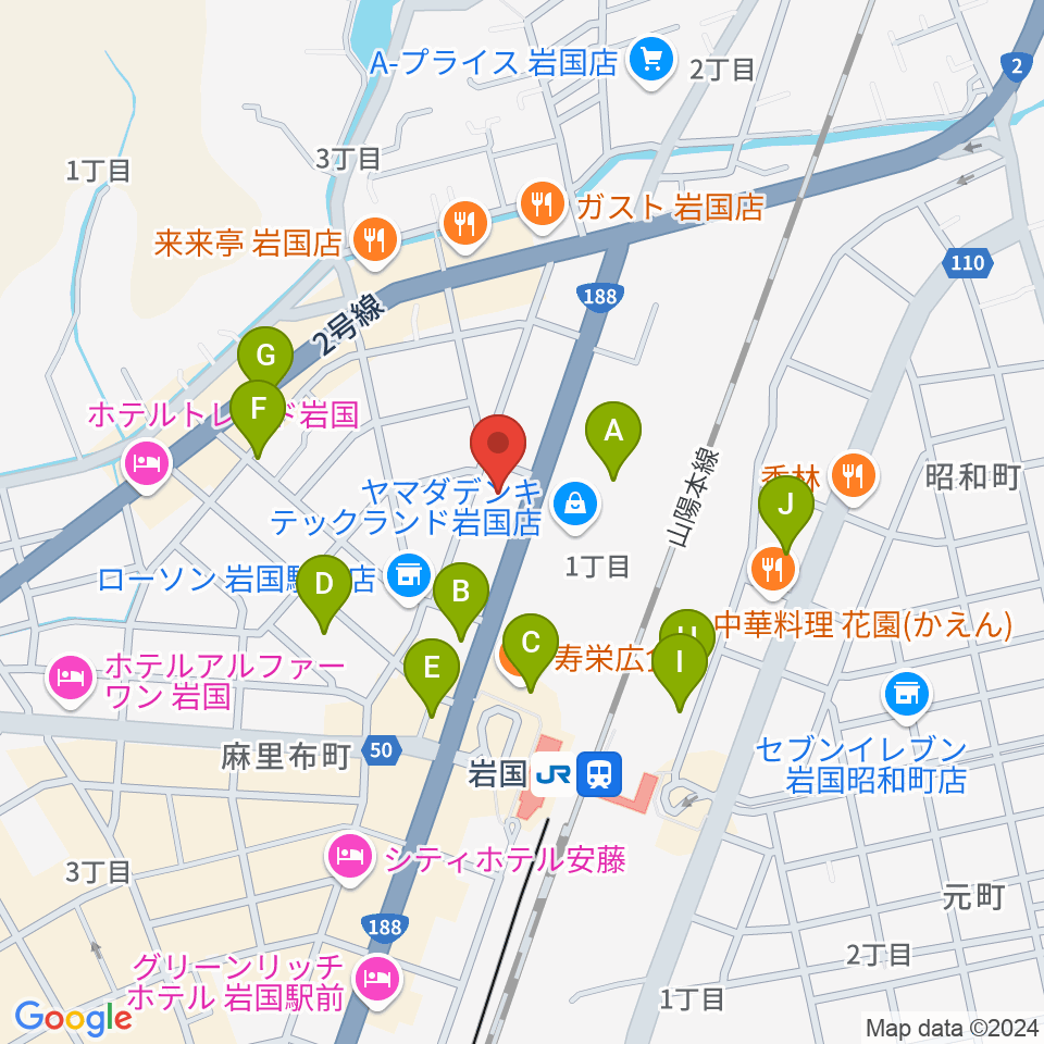 ふちだ楽器店 岩国店周辺の駐車場・コインパーキング一覧地図