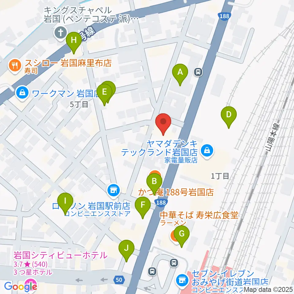 ふちだ楽器店 岩国店周辺の駐車場・コインパーキング一覧地図