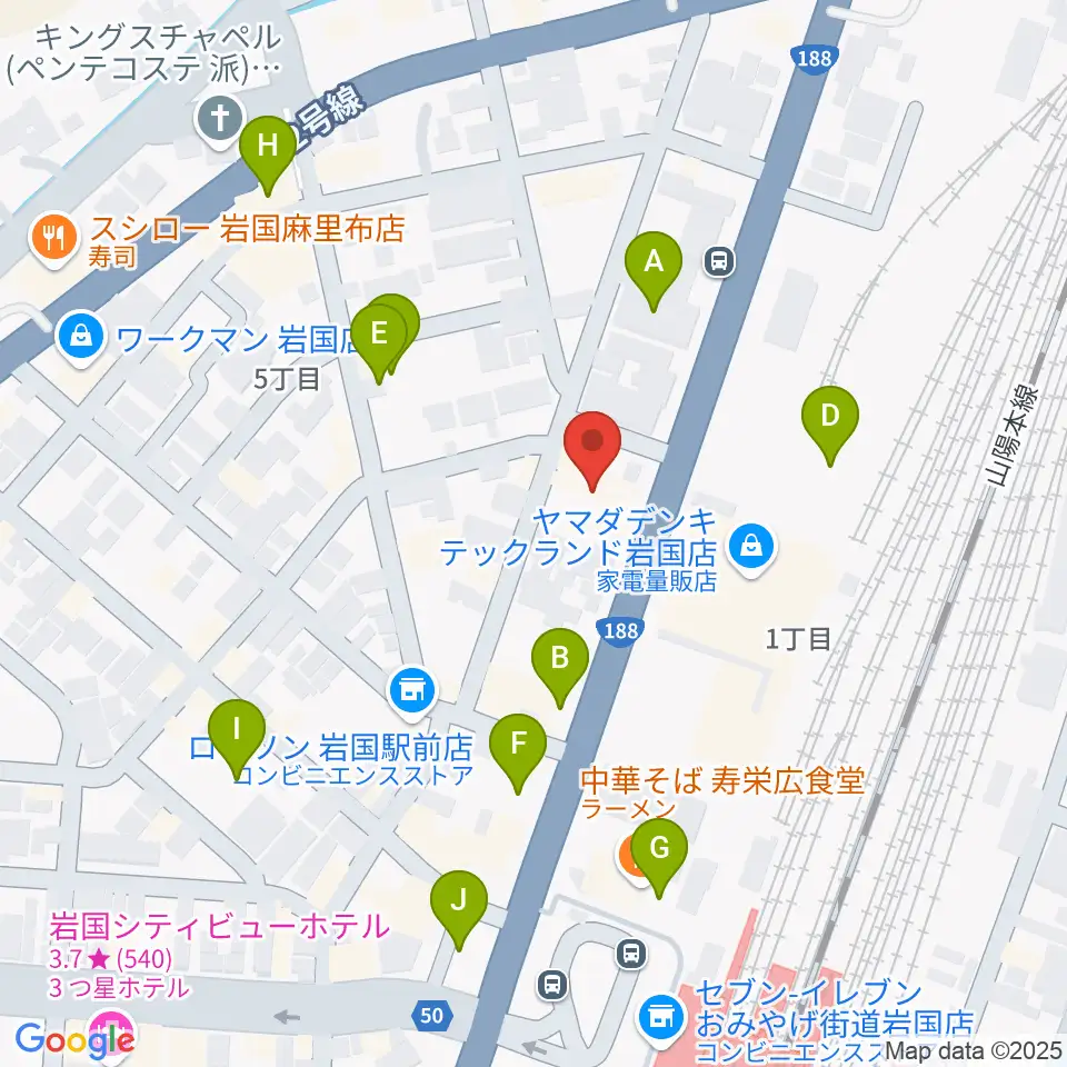 ふちだ楽器店 岩国店周辺の駐車場・コインパーキング一覧地図