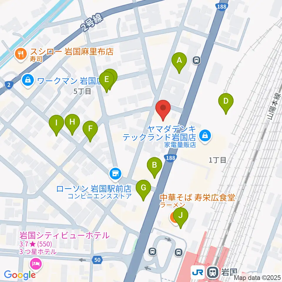 ふちだ楽器店 岩国店周辺の駐車場・コインパーキング一覧地図