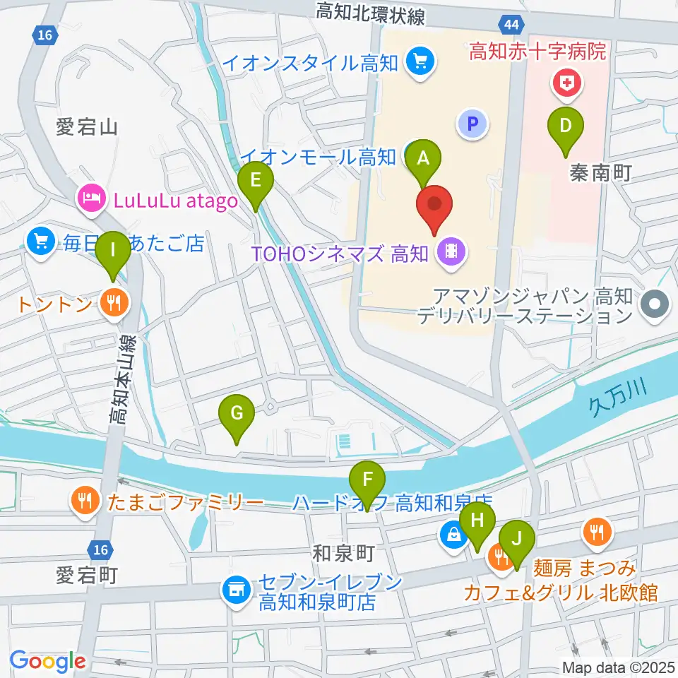 楽器堂OPUS イオンモール高知店周辺の駐車場・コインパーキング一覧地図