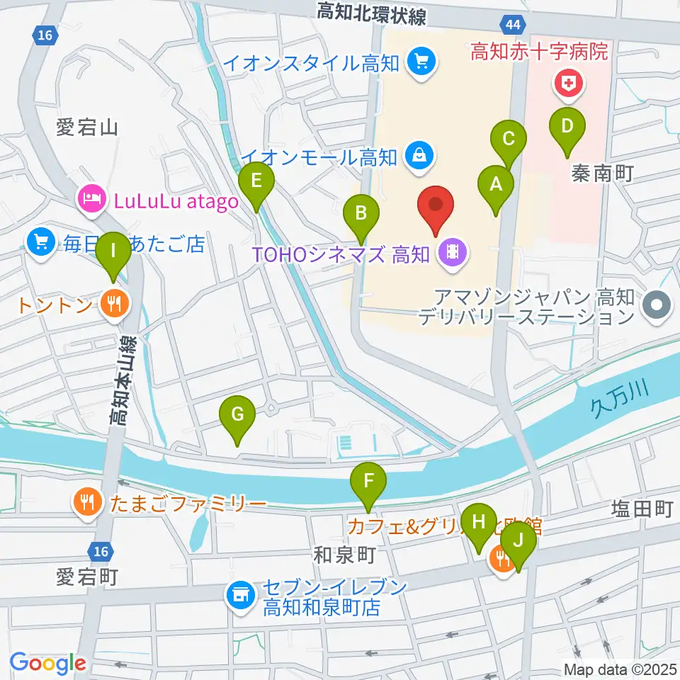 楽器堂OPUS イオンモール高知店周辺の駐車場・コインパーキング一覧地図