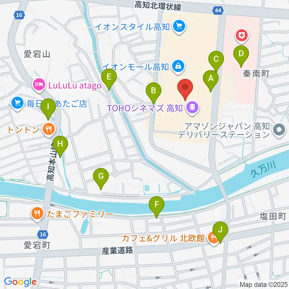 楽器堂OPUS イオンモール高知店周辺の駐車場・コインパーキング一覧地図