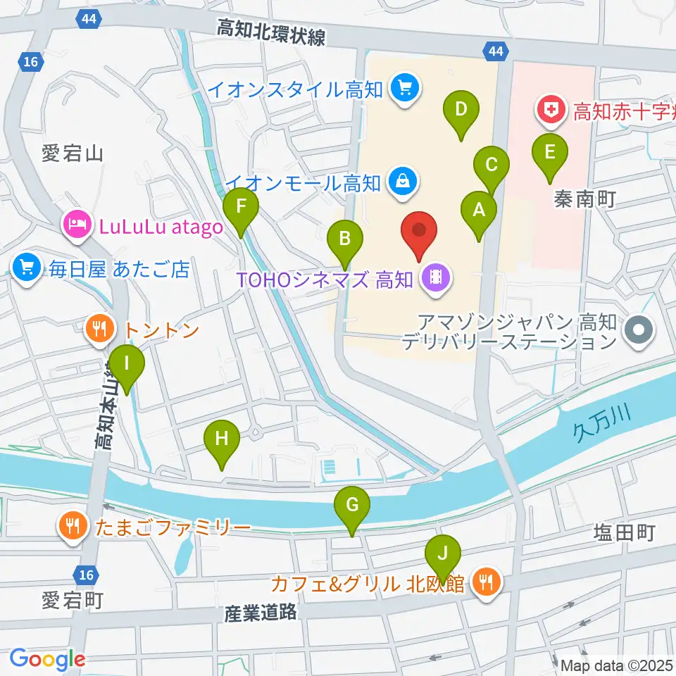 楽器堂OPUS イオンモール高知店周辺の駐車場・コインパーキング一覧地図