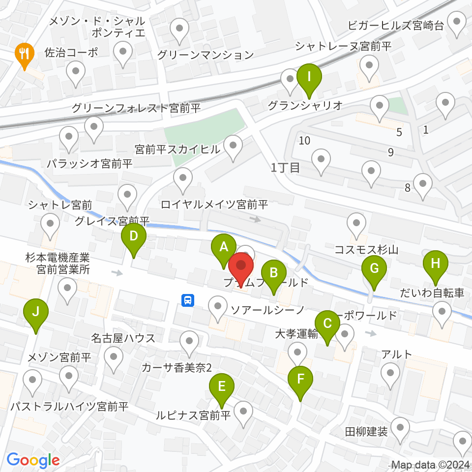 ギターシェルター周辺の駐車場・コインパーキング一覧地図