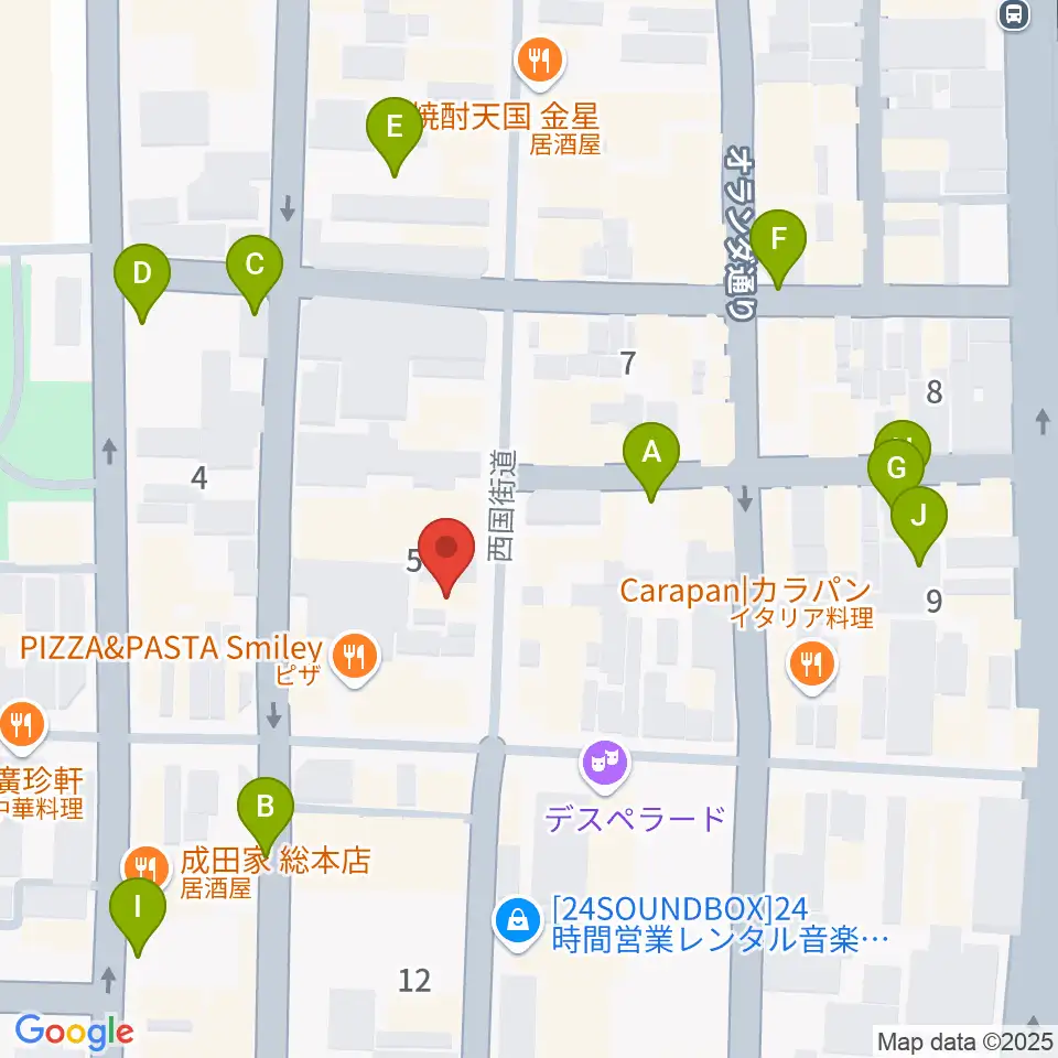長谷川楽器ギターコロニー周辺の駐車場・コインパーキング一覧地図