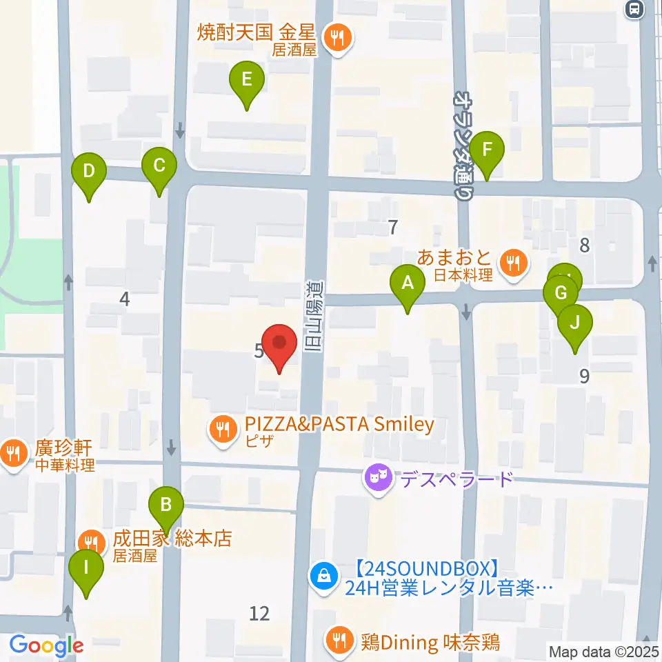 長谷川楽器ギターコロニー周辺の駐車場・コインパーキング一覧地図
