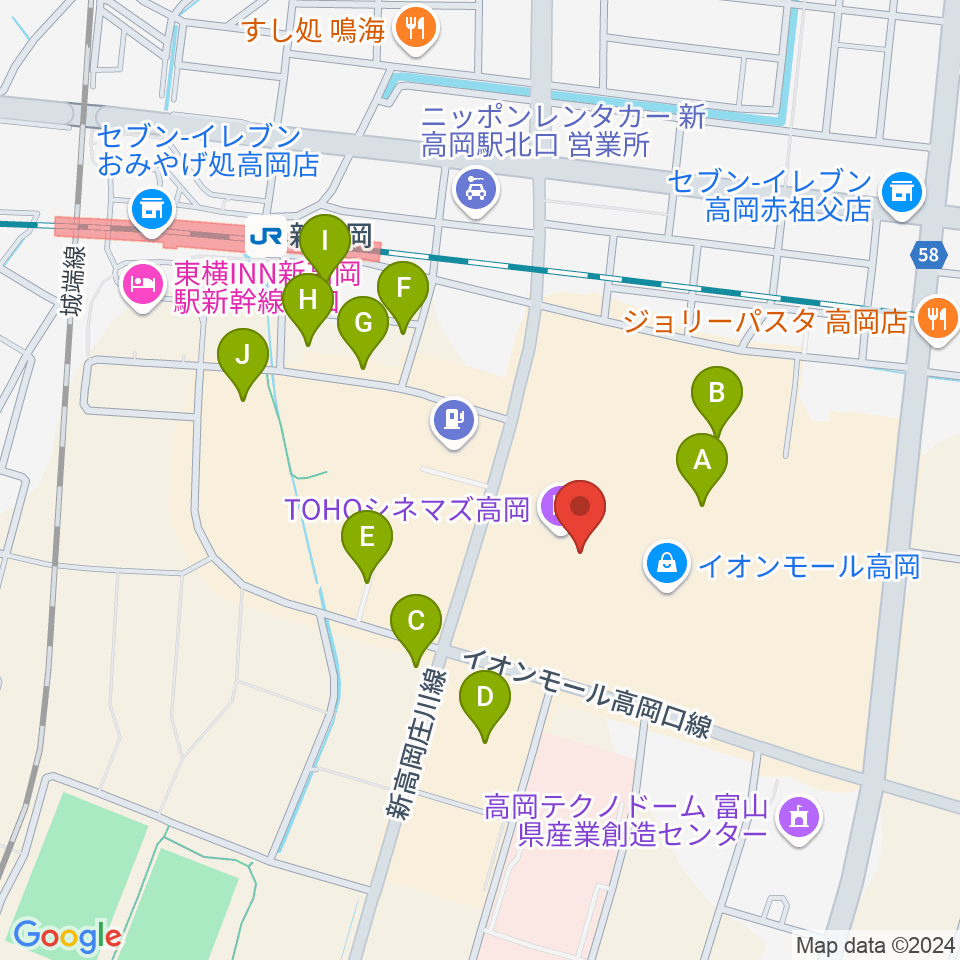 MPC楽器センター高岡周辺の駐車場・コインパーキング一覧地図