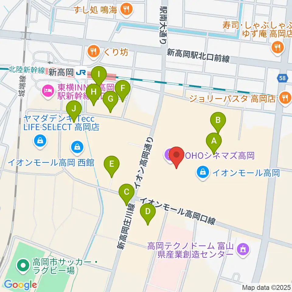 MPC楽器センター高岡周辺の駐車場・コインパーキング一覧地図