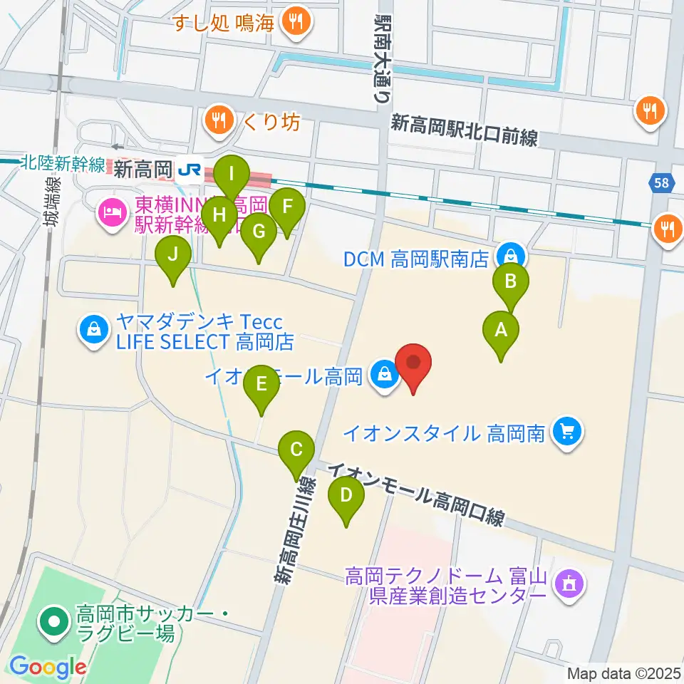 MPC楽器センター高岡周辺の駐車場・コインパーキング一覧地図