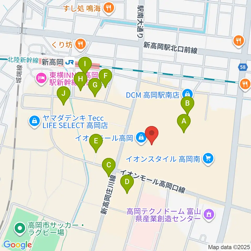 MPC楽器センター高岡周辺の駐車場・コインパーキング一覧地図