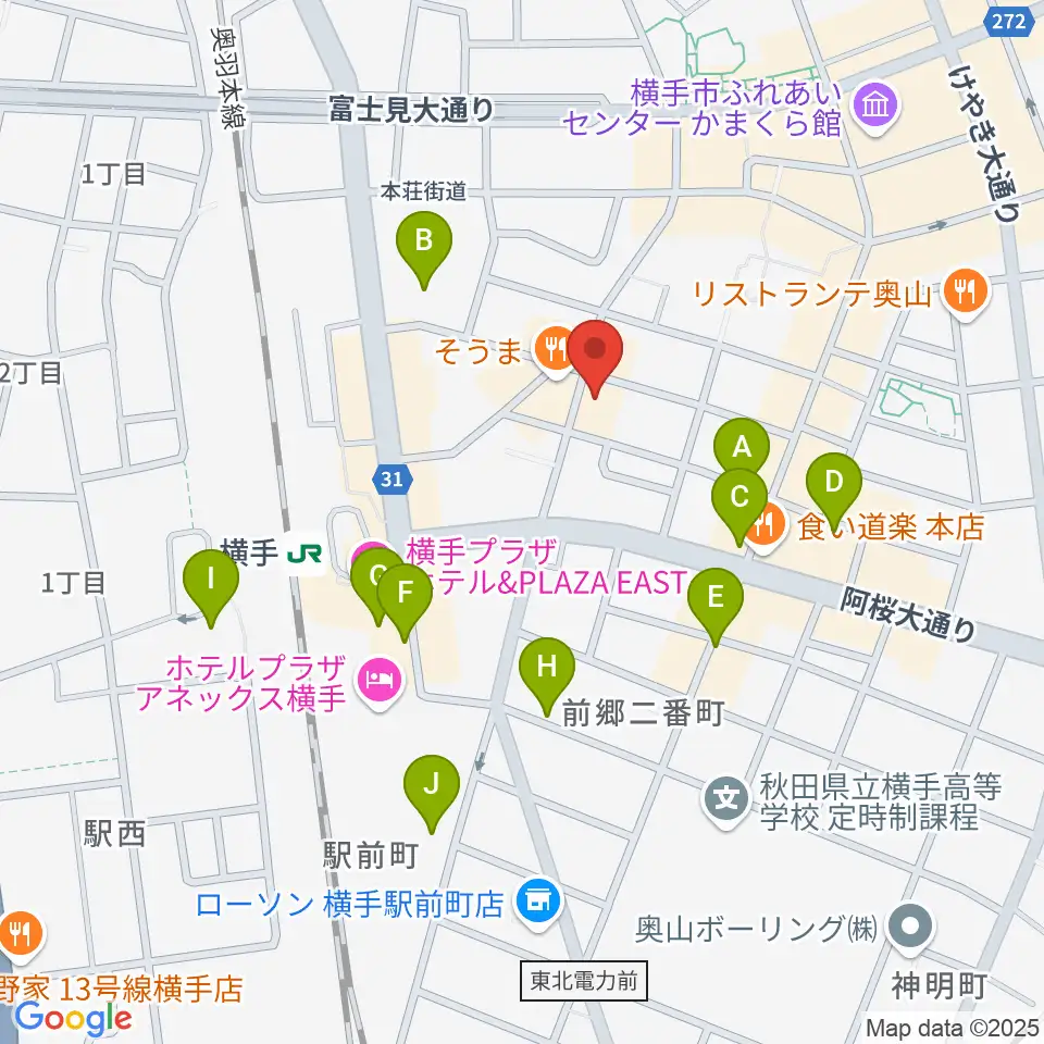 カシワヤ楽器 横手駅前店周辺の駐車場・コインパーキング一覧地図