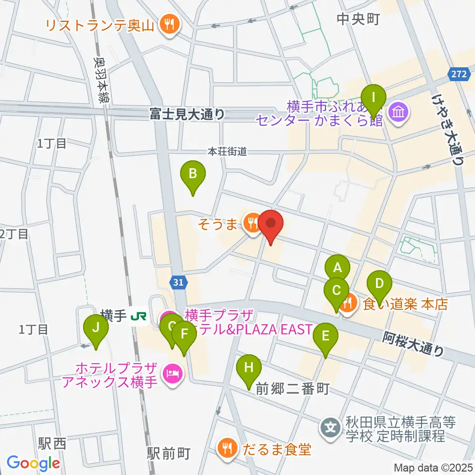 カシワヤ楽器 横手駅前店周辺の駐車場・コインパーキング一覧地図