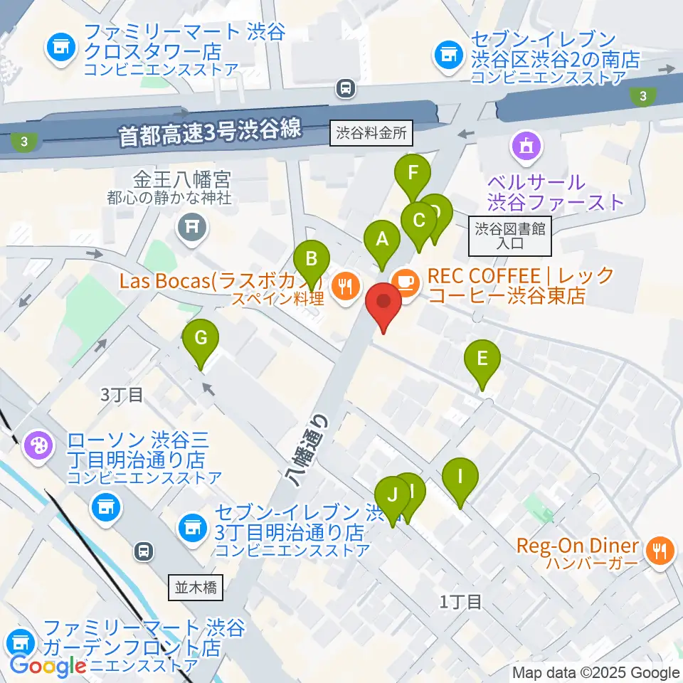 川上楽器 渋谷本店ショールーム周辺の駐車場・コインパーキング一覧地図