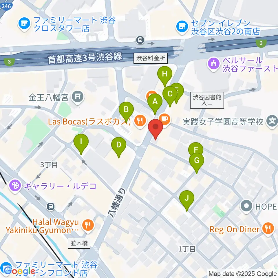 川上楽器 渋谷本店ショールーム周辺の駐車場・コインパーキング一覧地図