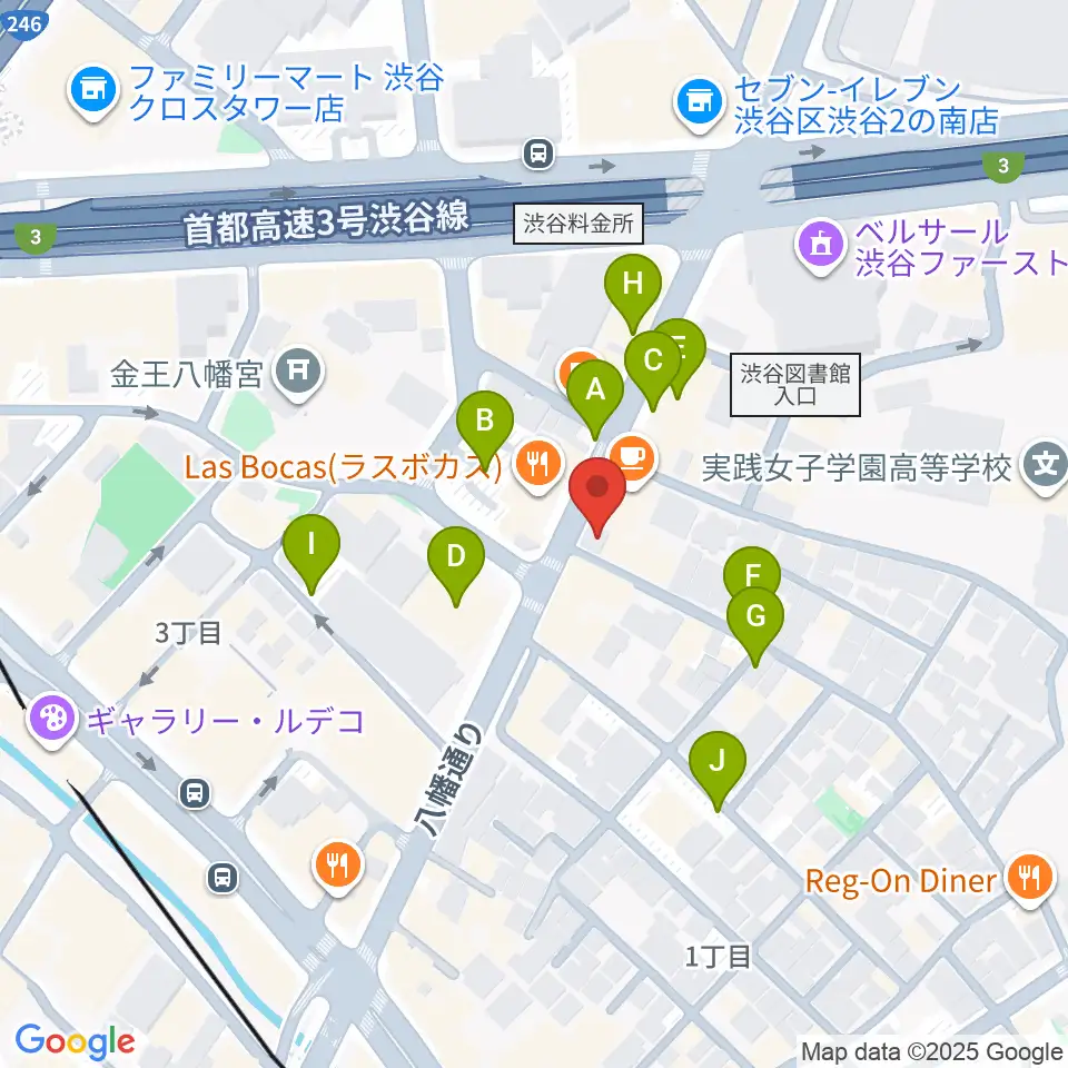 川上楽器 渋谷本店ショールーム周辺の駐車場・コインパーキング一覧地図
