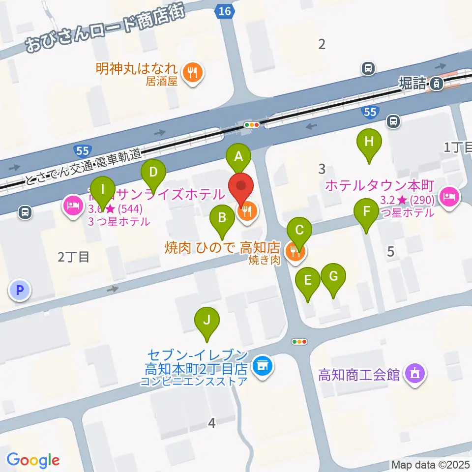 高知楽器周辺の駐車場・コインパーキング一覧地図
