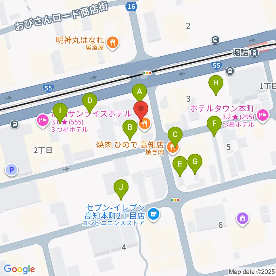 高知楽器周辺の駐車場・コインパーキング一覧地図