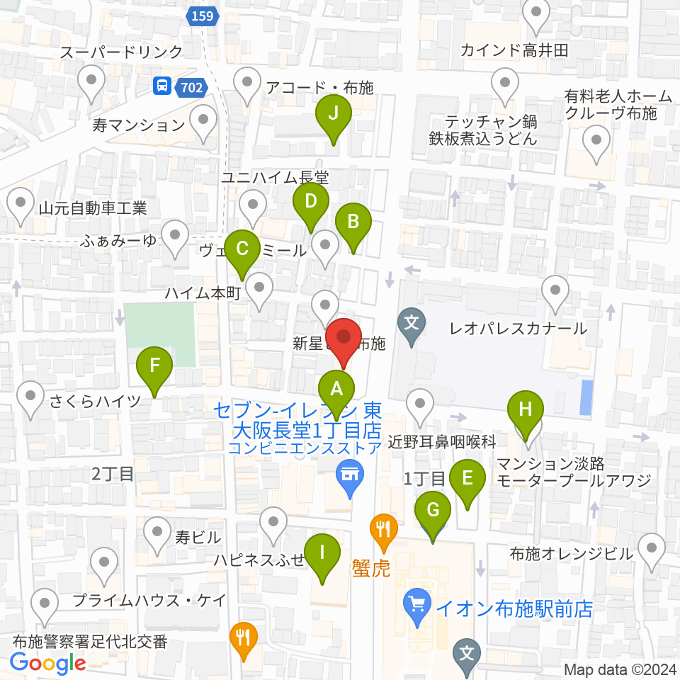 小阪楽器店 布施本店周辺の駐車場・コインパーキング一覧地図