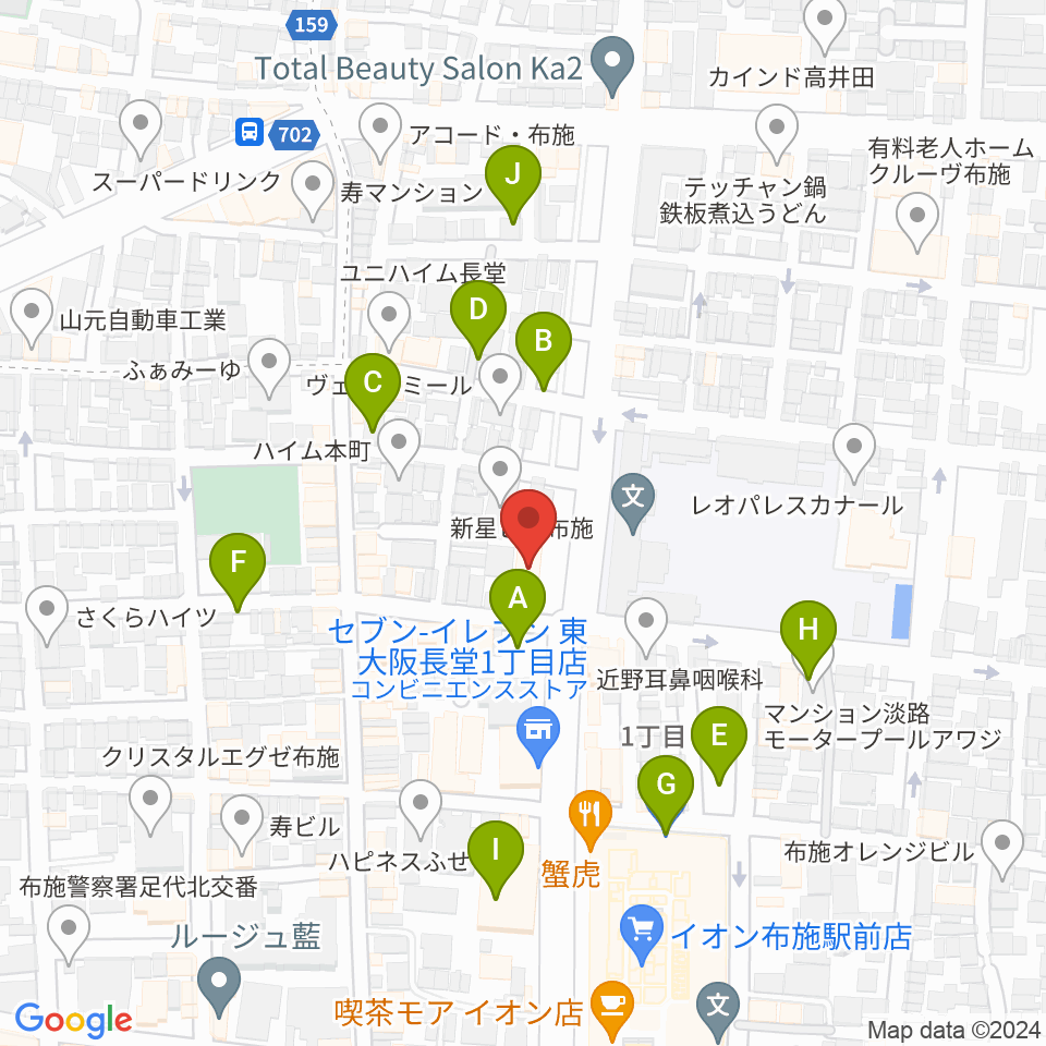 小阪楽器店 布施本店周辺の駐車場・コインパーキング一覧地図