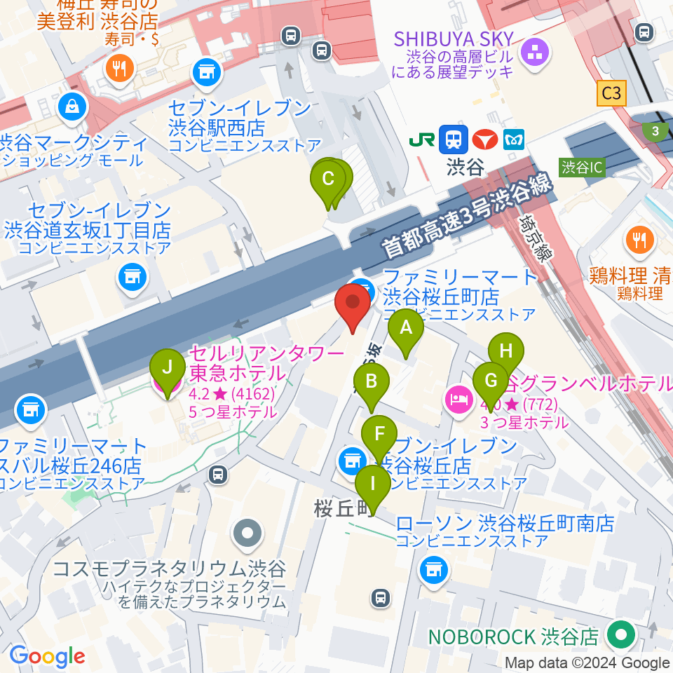 イケベ楽器店 鍵盤堂・パワーレック・パワーDJ's周辺の駐車場・コインパーキング一覧地図